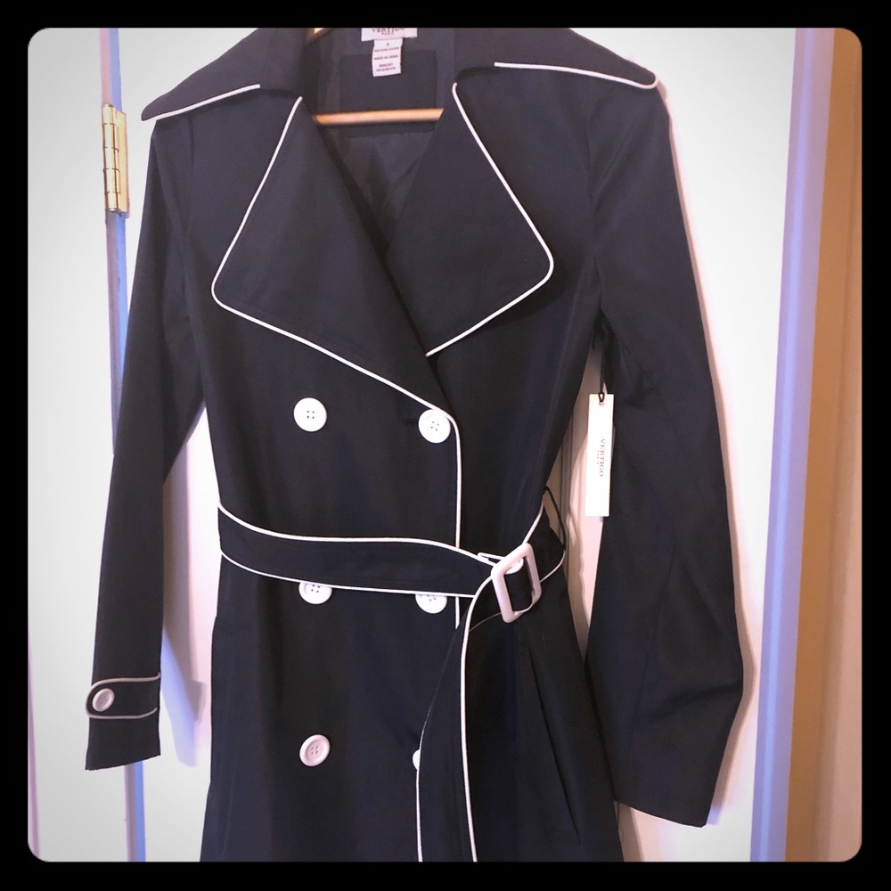 // Navy & White Trench Coat //